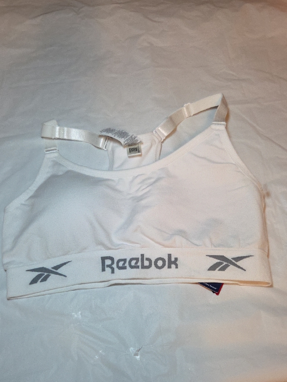 New Reebok White Logo Sports Bralette
